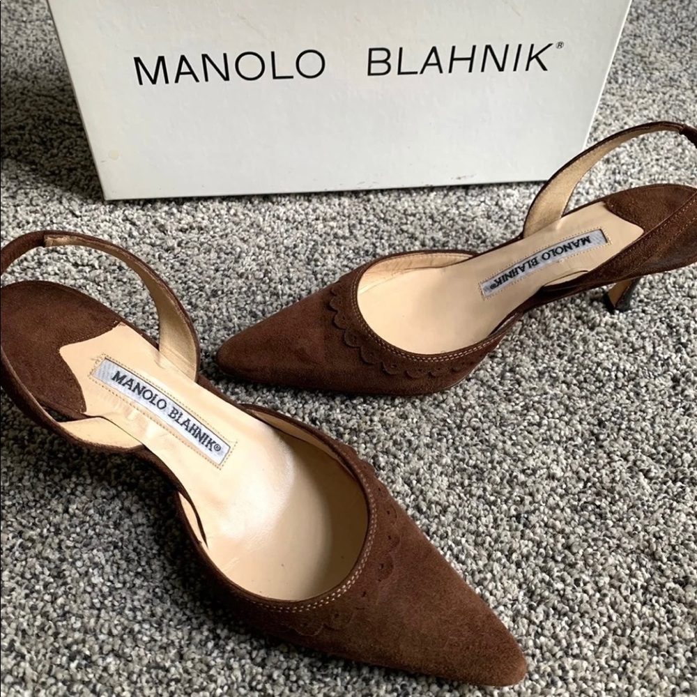 Manolo Blahnik brown suede shoes